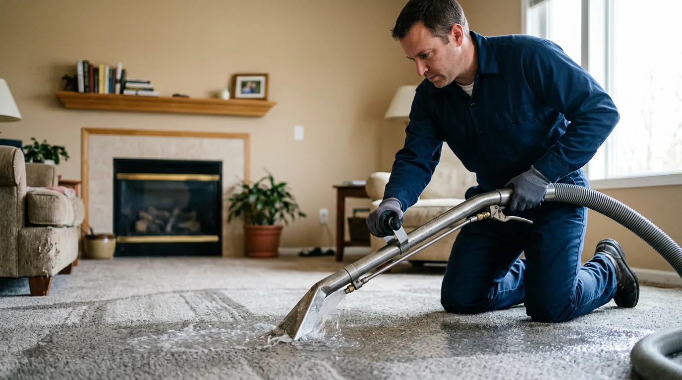 Water damage restoration technician working near Glen Gardner, NJ